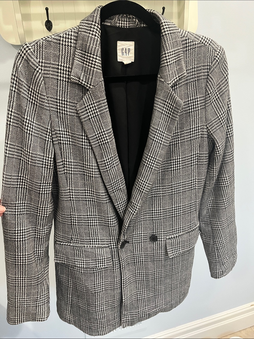 GAP Black and Gray Glen Plaid Women's Blazer